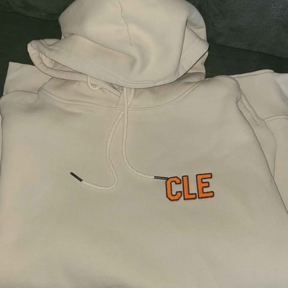 CLE Logo Cream Hoodie for Men